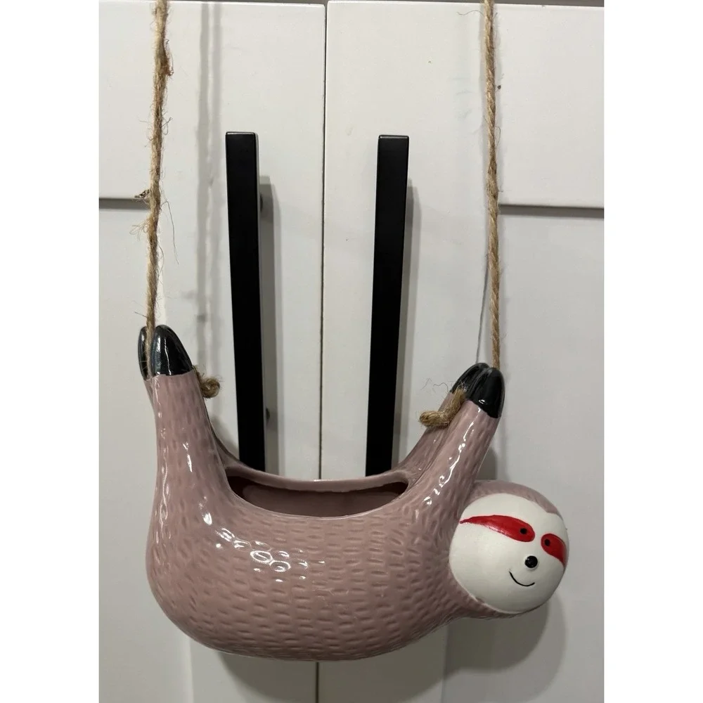 Hanging Ceramic Sloth Planter Succulent Air Plant Holder Pot Cute Gift Rose